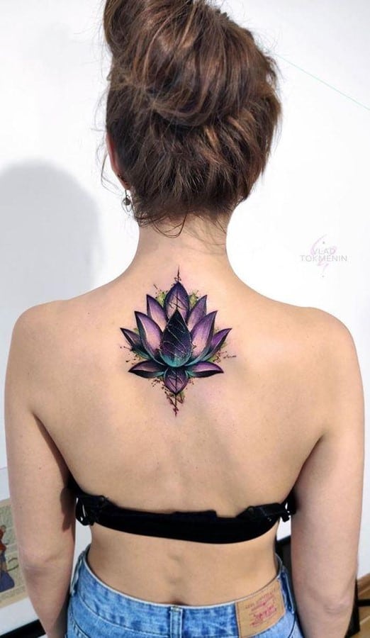 Bright Purple Flower Tattoo For Women