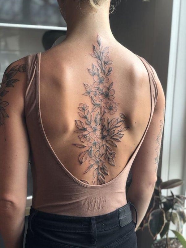 Gorgeous Flower Inspired Giant Back Tattoo