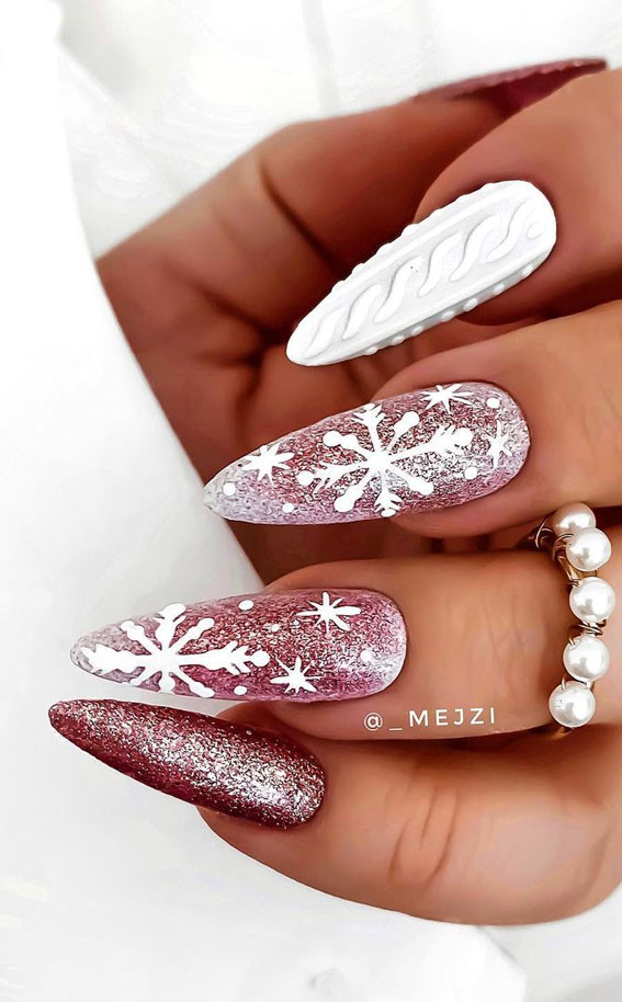Glitter and Sweater Nail Designs