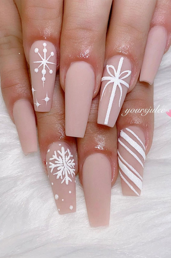 Nude Snowflake Nails