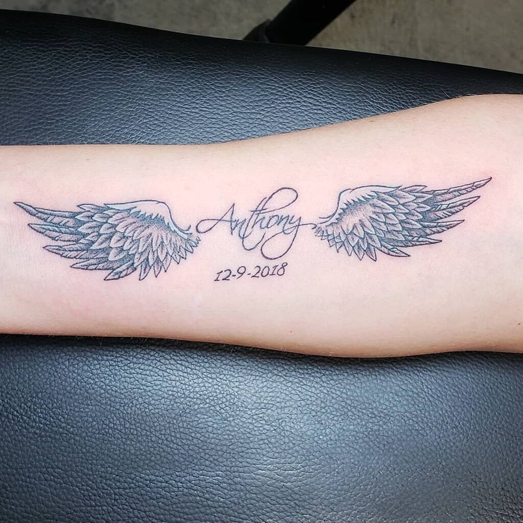 Angel Wings Name Tattoo 4