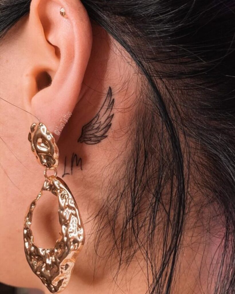 Angel Wings Tattoo Behind the Ear 1