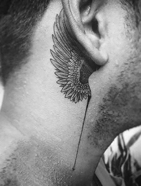 Angel Wings Tattoo Behind the Ear 3