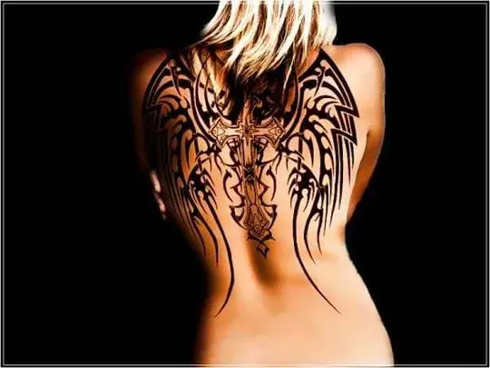 Geometric Angel Wings Tattoo