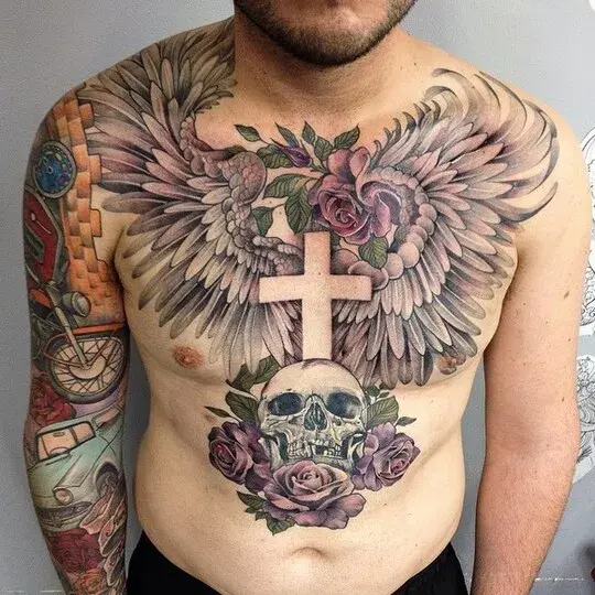 Realistic Angel Wings Tattoo