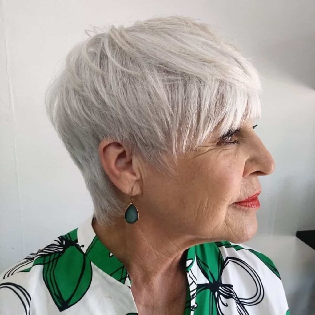 gray pixie cut for older women