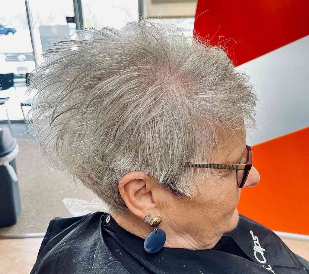 very short razored cut for thin hair for ladies past 60