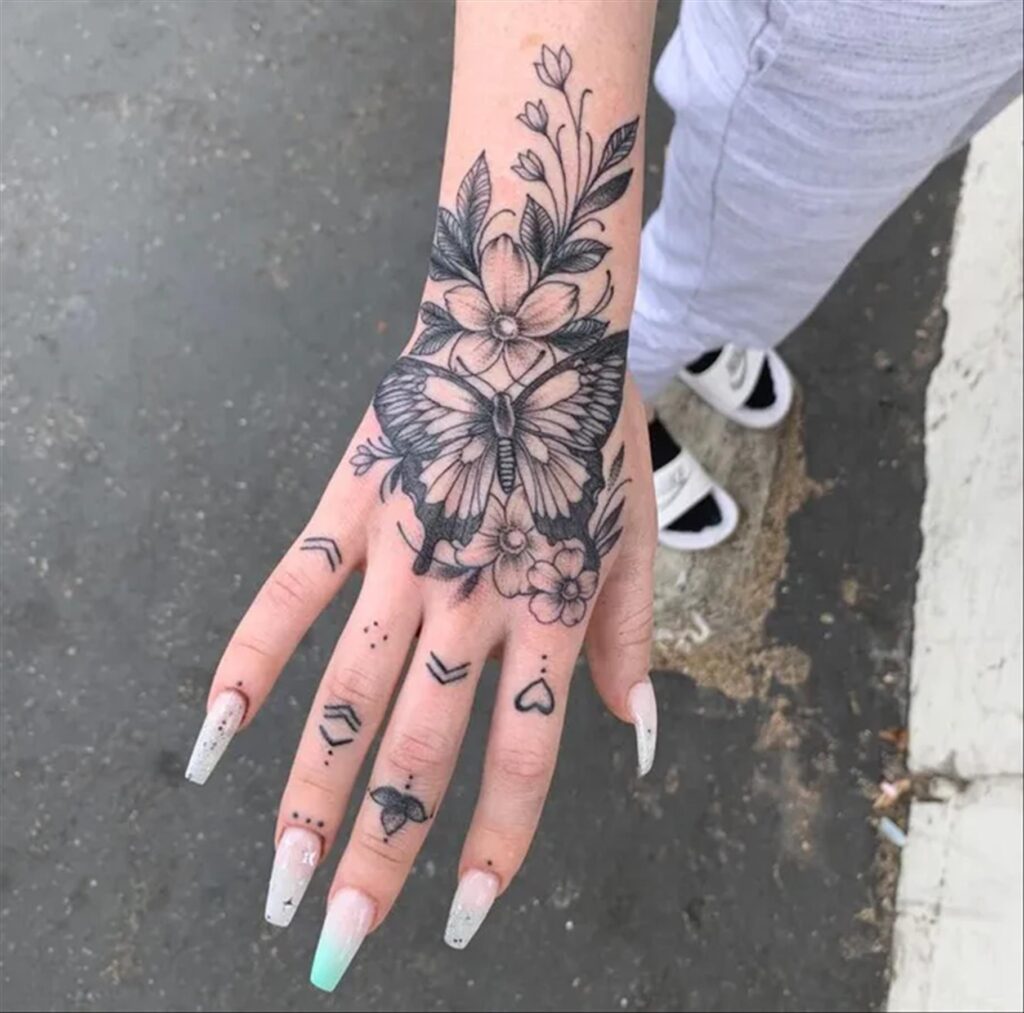 Butterfly hand tattoos for girls 1