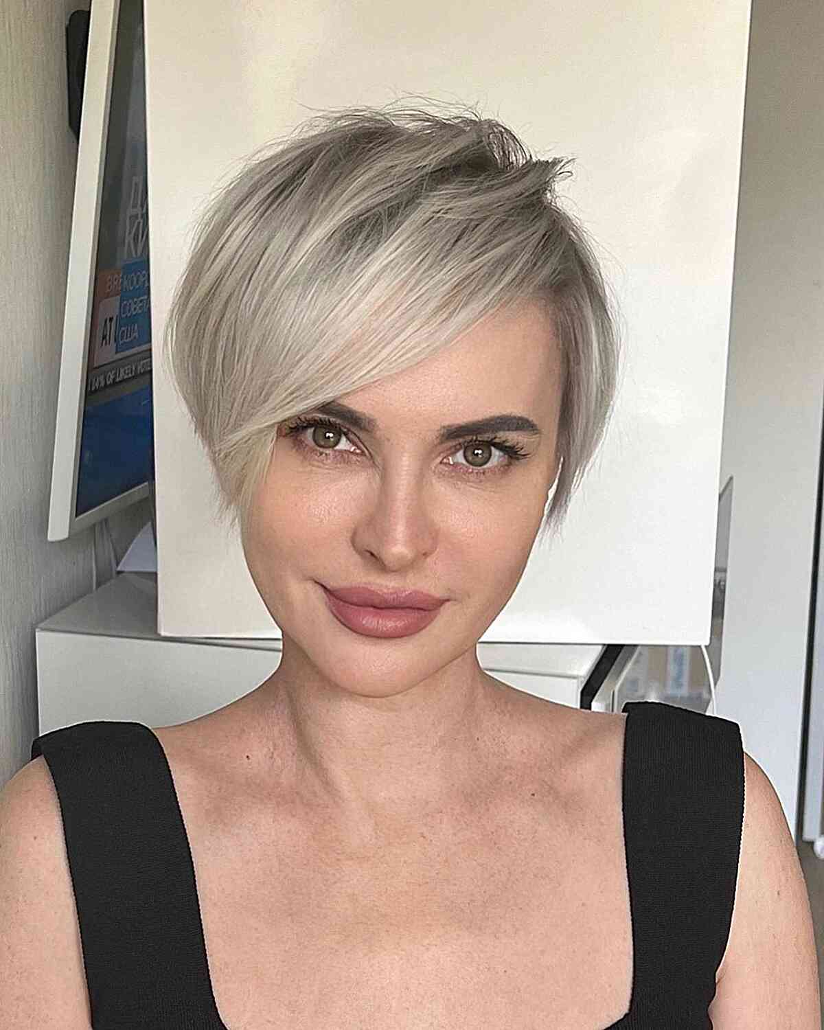 deep side parted pixie for fine hair